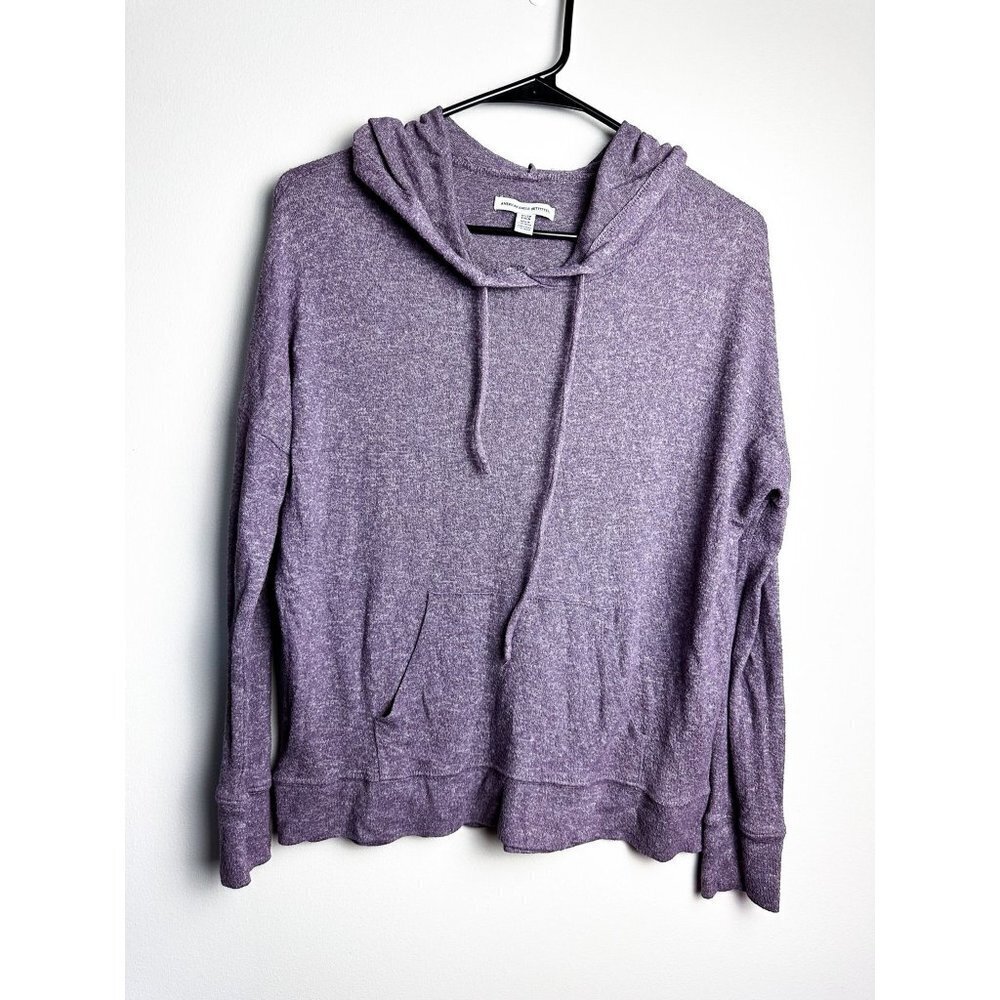 American Eagle Plush Hooded Sweater Knit Womens Pullover XS Purple